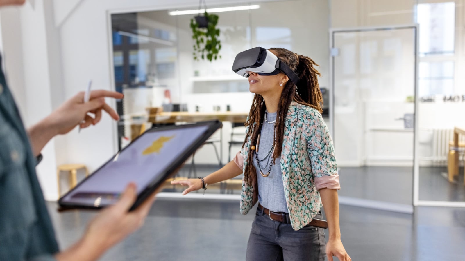 woman wearing VR googles