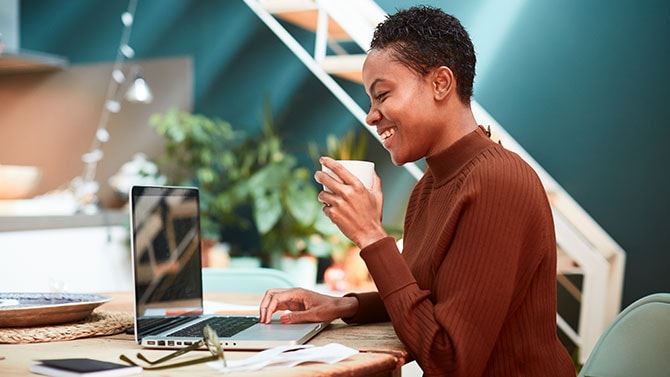 Image of a woman drinking coffee.