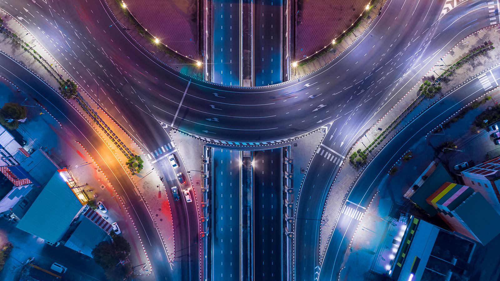 Aerial view of highway infrastructure.