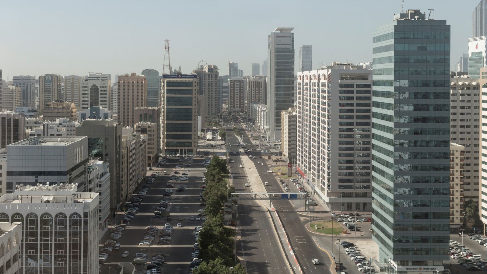 Aerial view of a city.