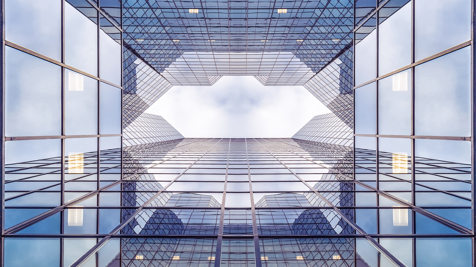 blue glass skyscraper