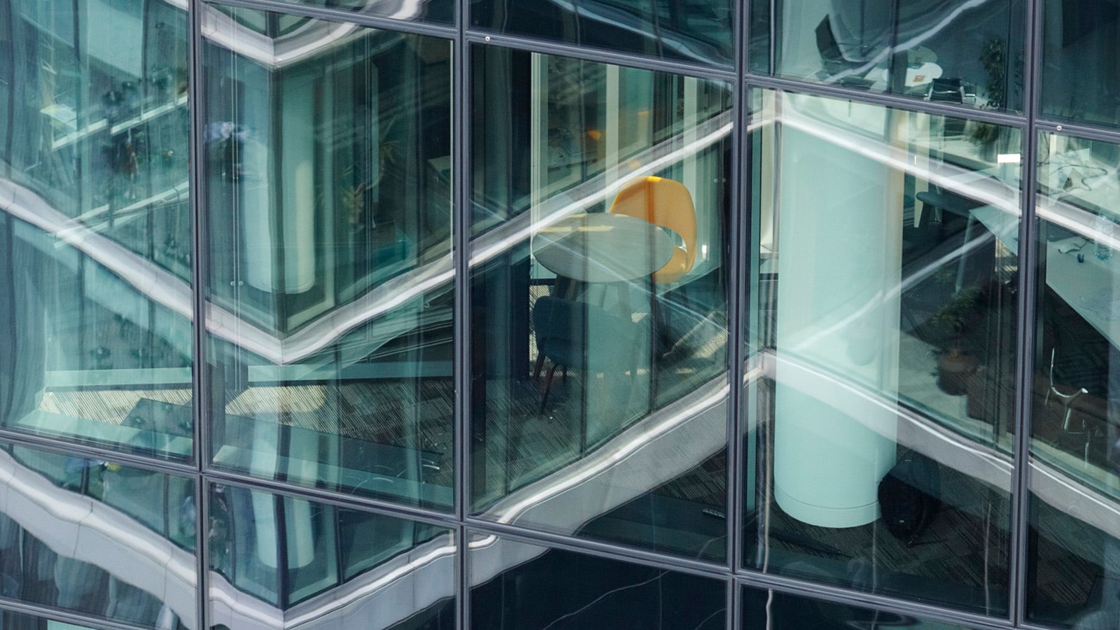 Blue glass office