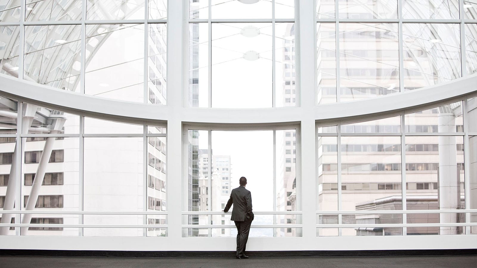 man looking through the window