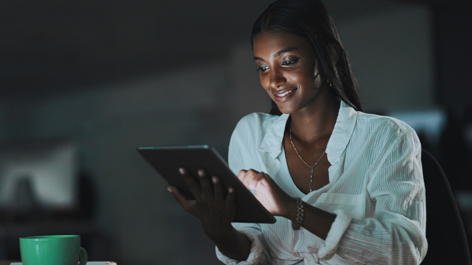 woman using a tablet