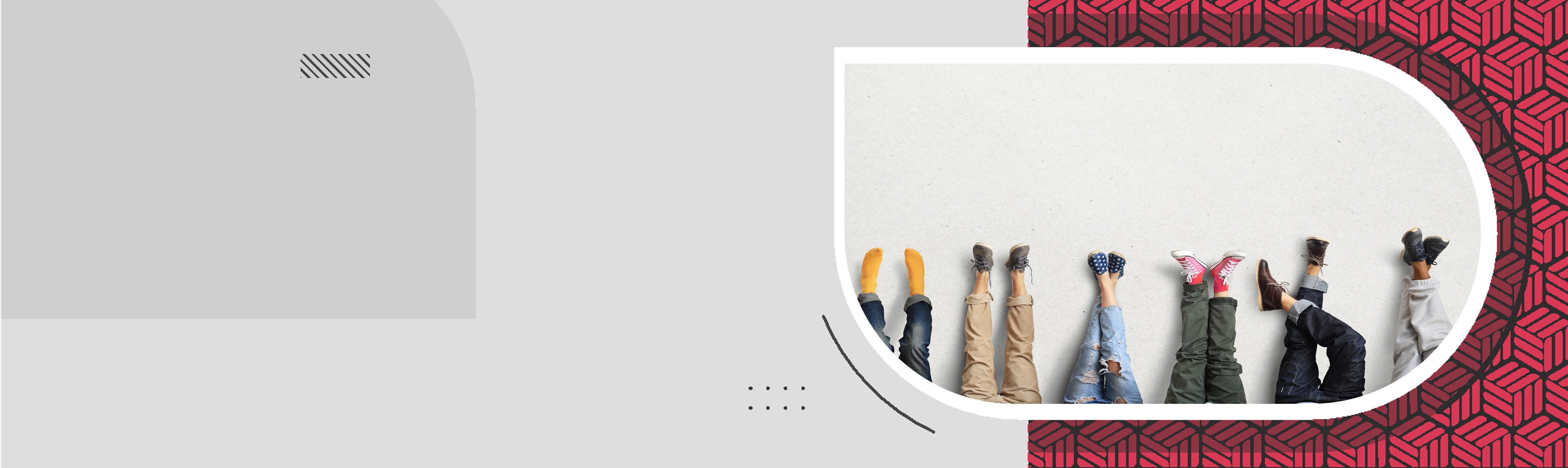 banner with people's feet