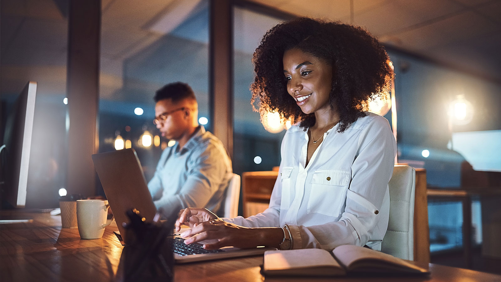 Woman working at the office using SAP