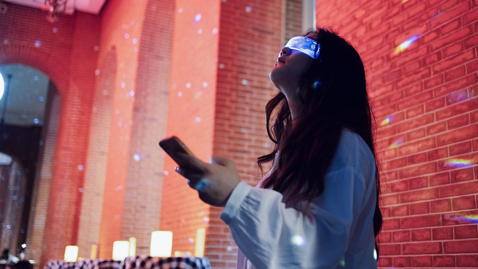 Woman in VR glasses.