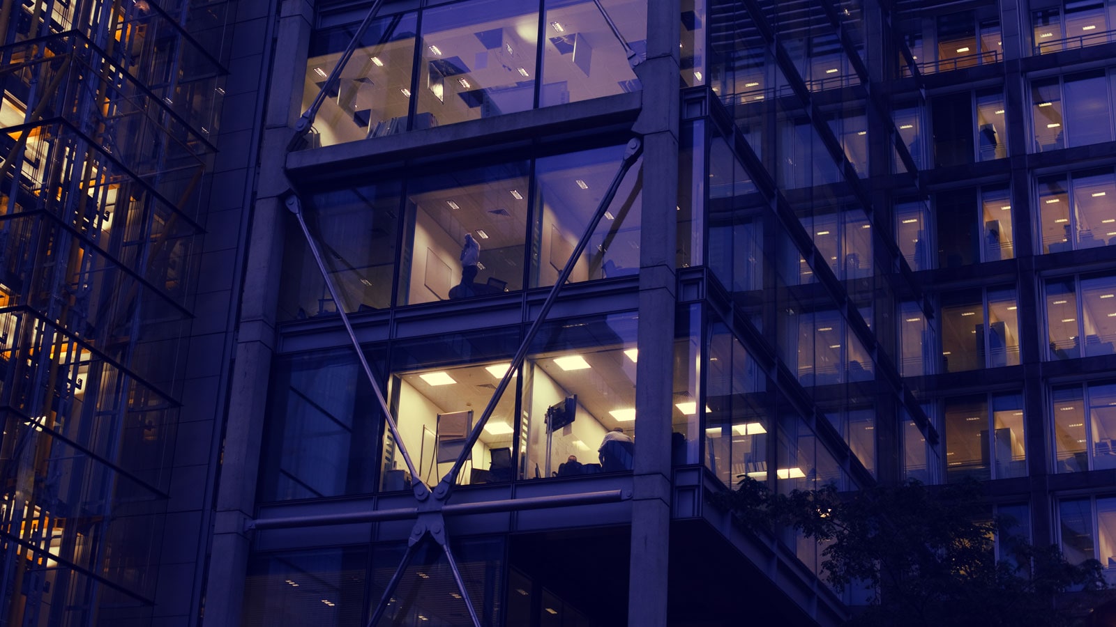 Image of a office building in the night.