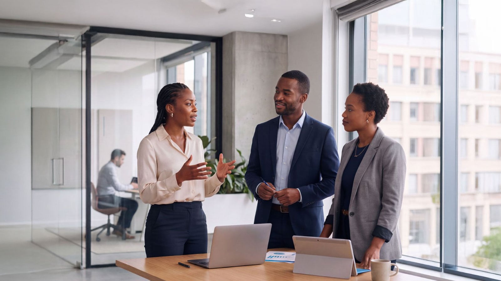 People in a strategy meeting.
