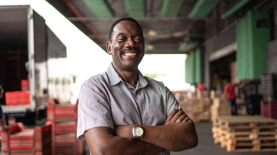 Man smiling.